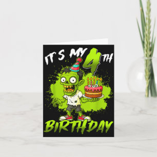 Carte 4e anniversaire zombie 4 ans Joyeux Halloween