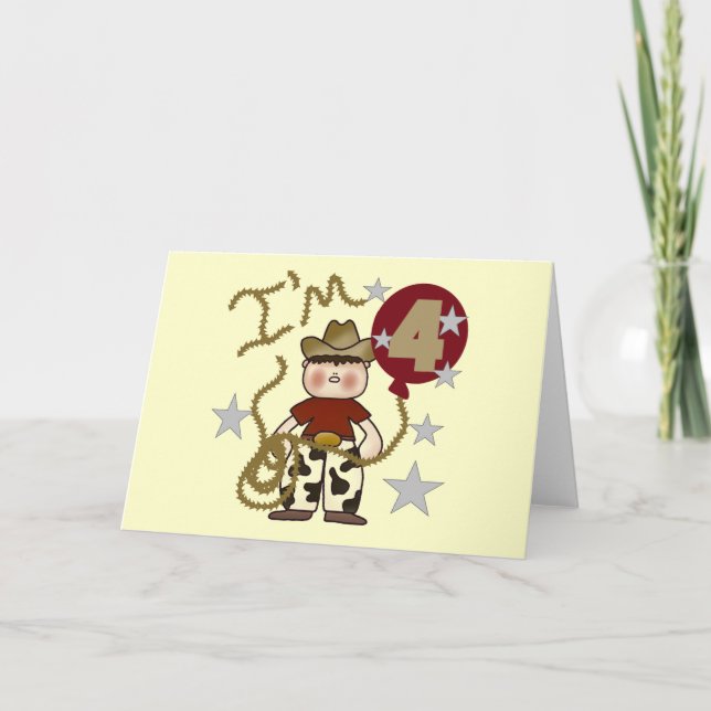 Carte 4e Cowboy Tshirts et cadeaux d'anniversaire (Devant)