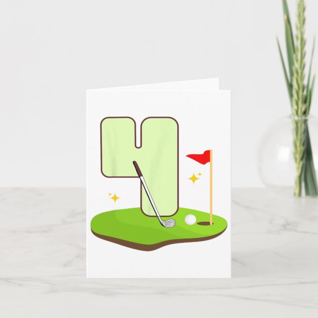 Carte 4e Golf Anniversaire Golfeur 4 ans Parti Anniversa (Devant)