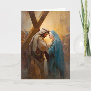 Carte 4e Station du Chemin de Croix - Jésus rencontre sa