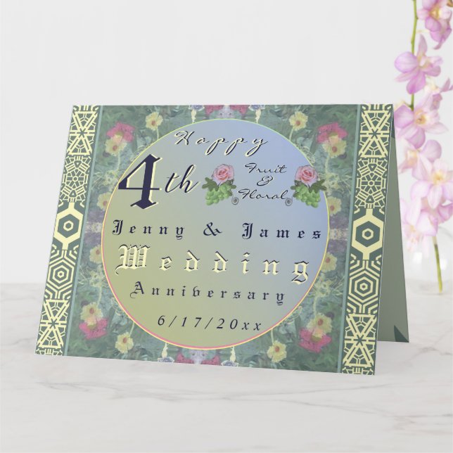 Carte 4ème anniversaire de mariage Fruit & Floral (Orchidée)