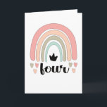 Carte 4th Birthday Boho Rainbow Party Kids 4 Years Old<br><div class="desc">Perfect for the 4th boho rainbow birthday party of a four-year-old,  who is celebrating his fourth birthday. Cute fourth birthday gift for a 4-year-old,  who loves rainbows.</div>