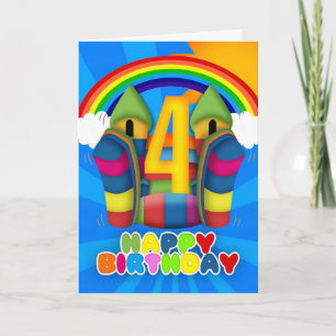 Carte 4th Birthday Card With Bouncy Castle And Rainbow