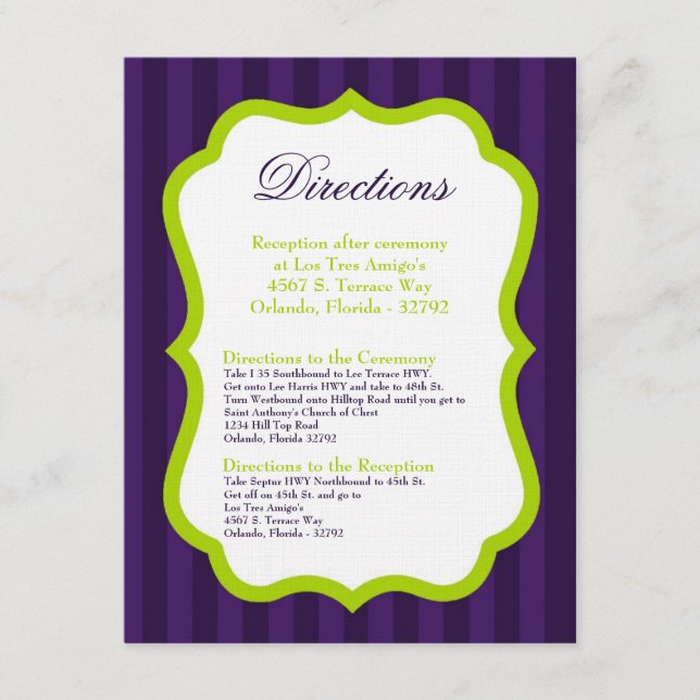 Carte 4x5 Lime vert et bracelet violet (Devant)