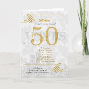 Carte 50 ans d'anniversaire de travail Élégance des affa