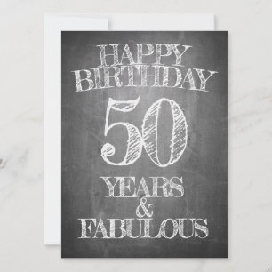Carte 50 ans de style tableau noir