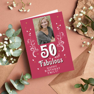 Carte 50 ans et fabuleux feuillage Magent 50e anniversai
