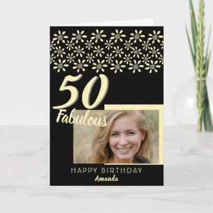 Carte 50 ans et fabuleux Fleur de marguerite Aquarelle P