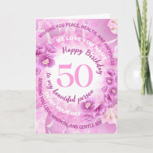 Carte 50 ans Fleurs de Cerisier Roses Fête d'Anniversair