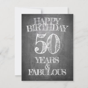Carte 50 ans style tableau noir