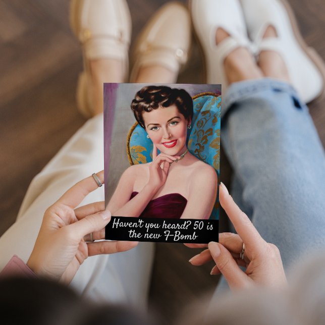 Carte 50 Est L'Anniversaire Rétro De La Bombe F Drôle (Créateur téléchargé)