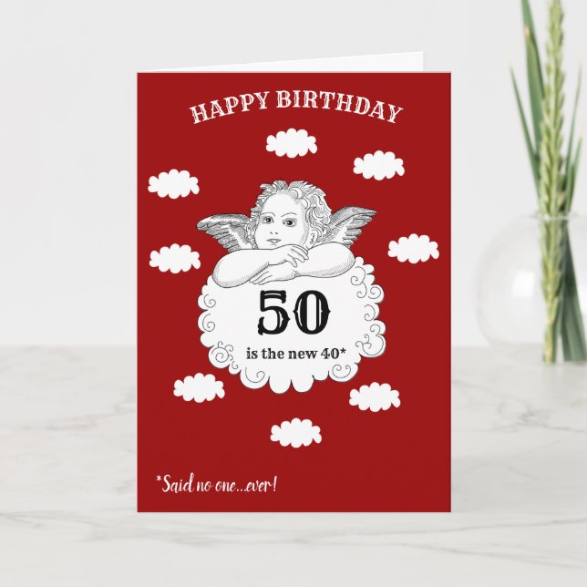Carte 50 est le nouveau 40 Cheeky Cherub drôle 50e anniv (Devant)