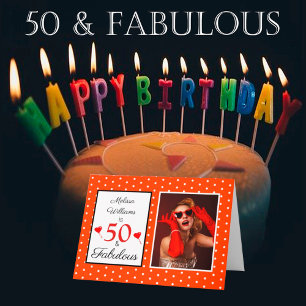 Carte 50 et fabuleux 50e anniversaire Photo orange & poi