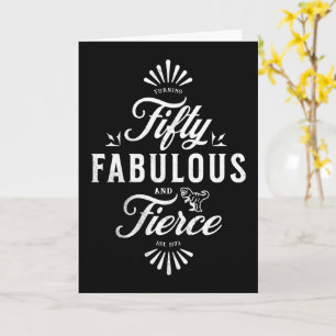 Carte 50 et fabuleux Anniversaire noir et blanc Dinosaur