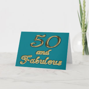 Carte 50 et fabuleux Anniversaire Typographie d'or 50e â