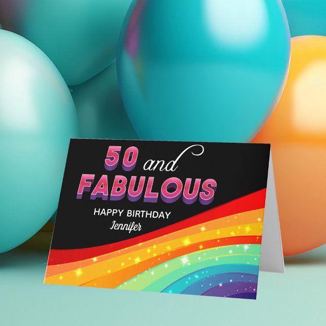 Carte 50 et fabuleux Rainbow Custom Chic 50e anniversair (Créateur téléchargé)