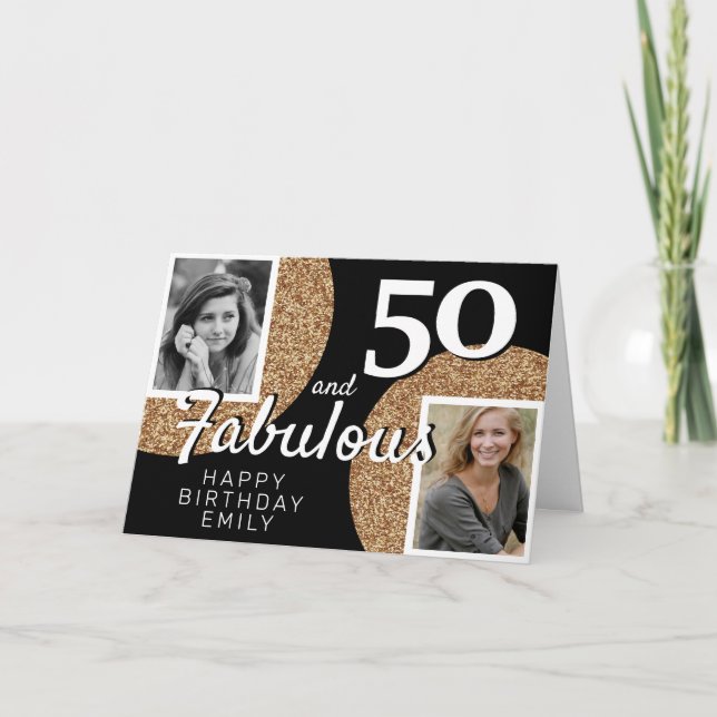 Carte 50 et Fabulous Gold Parties scintillant 2 Photo 50 (Devant)