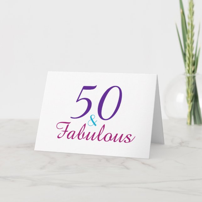 Carte 50 et Fabulous Pink Blue Violet Personnaliser (Devant)