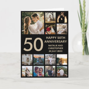 Carte 50e anniversaire 13 photo Collage noir et or