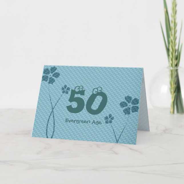 Carte 50e anniversaire à feuillage persistant (Devant)