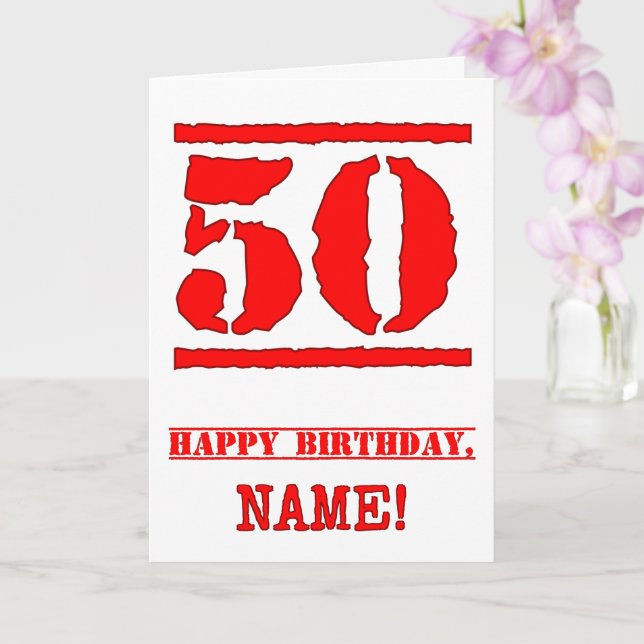 Carte 50e anniversaire : Amusant, Timbre en caoutchouc r (Orchidée)