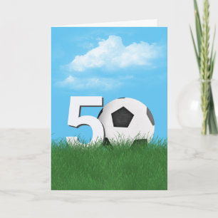 Carte 50e Anniversaire Bal De Football En Herbe Verte