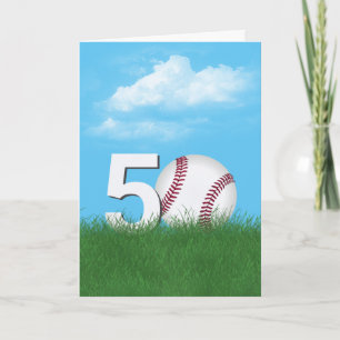 Carte 50e Anniversaire Baseball En Herbe Verte