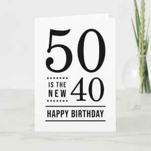Carte 50e anniversaire Blanc et Noir 50 est le nouveau 4