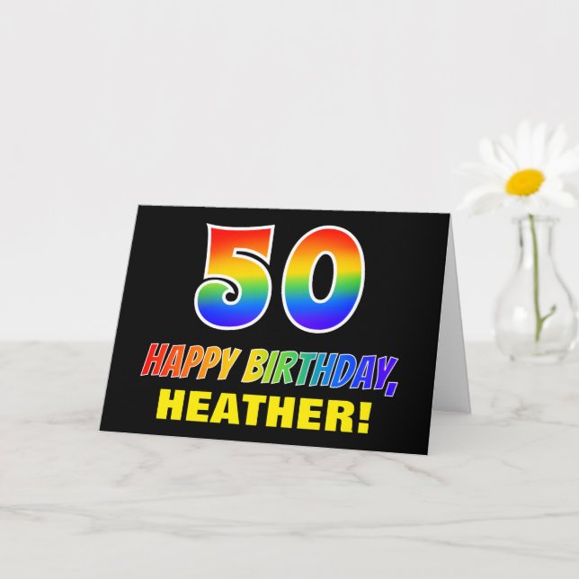 Carte 50e anniversaire : Bold, amusant, simple, arc-en-c (Petite plante)