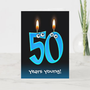 Carte 50e anniversaire bougies avec boules d'yeux