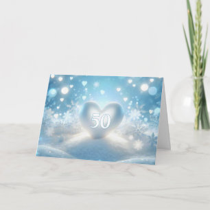 Carte 50e anniversaire Coeur d'hiver