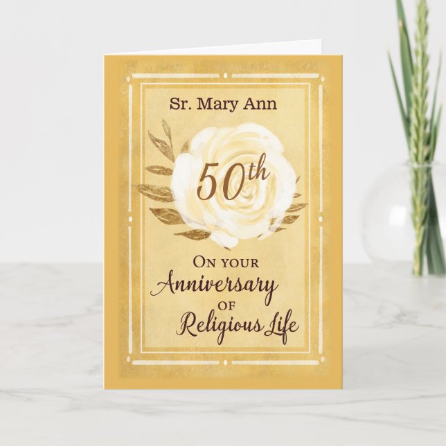 Carte 50e anniversaire de la vie religieuse Nonne Rose b (Devant)
