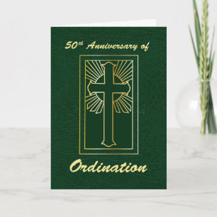 Carte 50e anniversaire de l'ordination Regarder en cuir