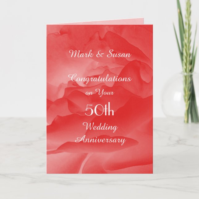 Carte 50e anniversaire de mariage Coral Rose (Devant)