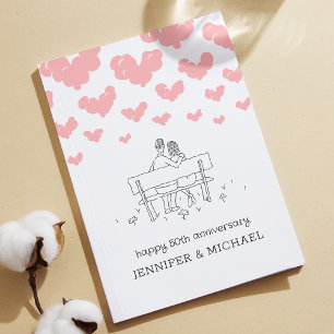 Carte 50e anniversaire de mariage Couple marié coeurs