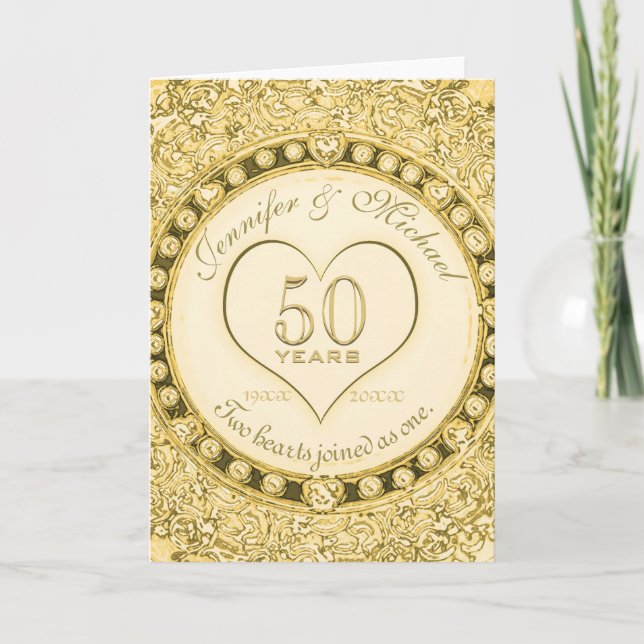 Carte 50e anniversaire de mariage en or (Devant)