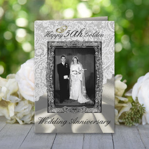 Carte 50e anniversaire de mariage moderne doré