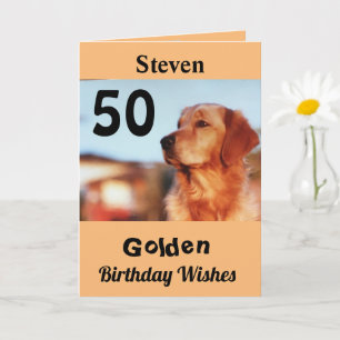 Carte 50e Anniversaire d'or souhaite un joli Retriever