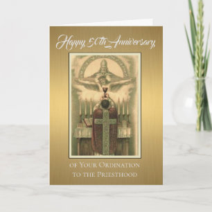 Carte 50e anniversaire d'ordination d'un prêtre à l'aute