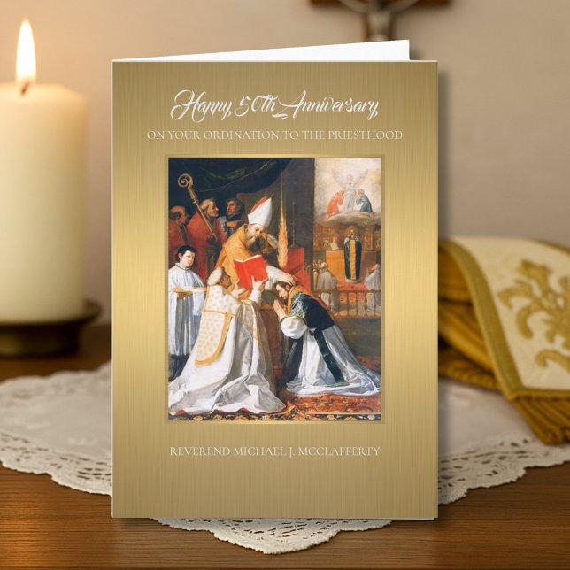 Carte 50e anniversaire d'ordination prêtre catholique (Créateur téléchargé)