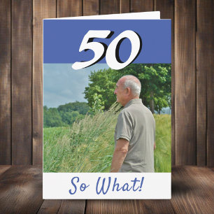 Carte 50e anniversaire drôle photo positive personnalisé