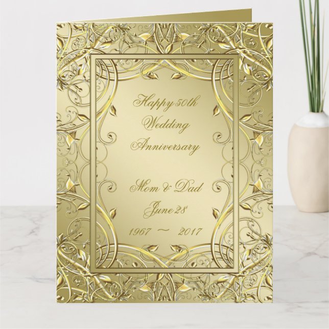 Carte 50e anniversaire du Mariage d'or 8,5x11 (Devant)
