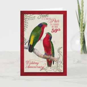 Carte 50e anniversaire du Mariage Parrots Vintages de Lo