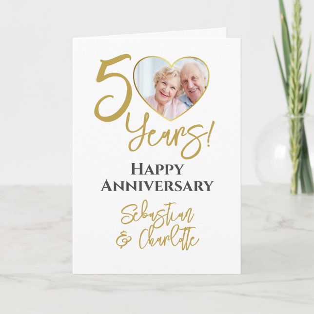 Carte 50e anniversaire du Mariage Photographie cardiaque (Devant)