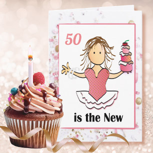 Carte 50e anniversaire Fabulous Funny Woman Cartoon