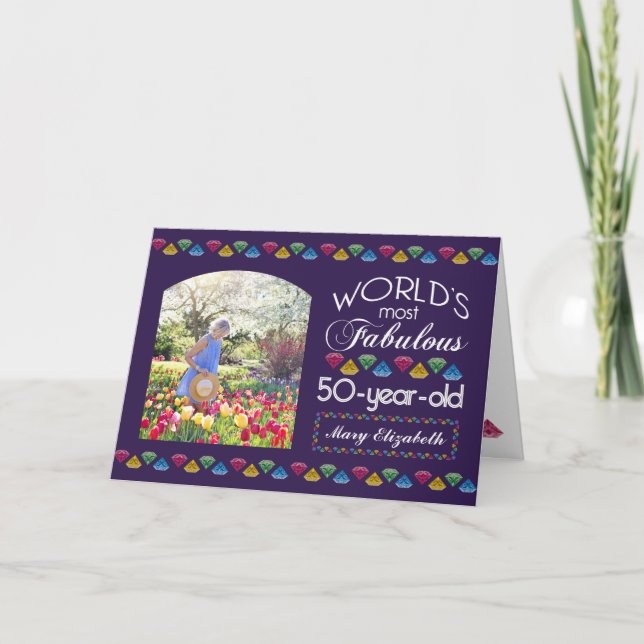 Carte 50e anniversaire Gemmes les plus fabuleuses Purple (Devant)