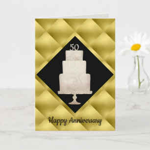 Carte 50e anniversaire Gold 3Tier Cake Greeting Card
