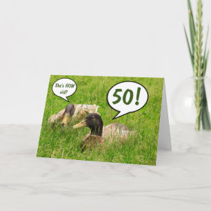 Carte 50e anniversaire Gossipy Ducks drôle