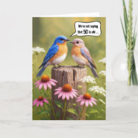 50e anniversaire Humour Bluebirds sur une clôture