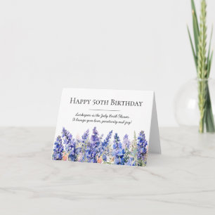Carte 50e anniversaire Juillet Mois de naissance Fleur L